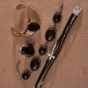 Black and Silver Jewelry Set. Blessed